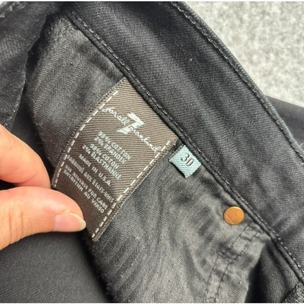 7 For All Mankind Black Stretch Slim Straight Leg Ankle 5-Pocket Jeans Womens 30 - Picture 9 of 9